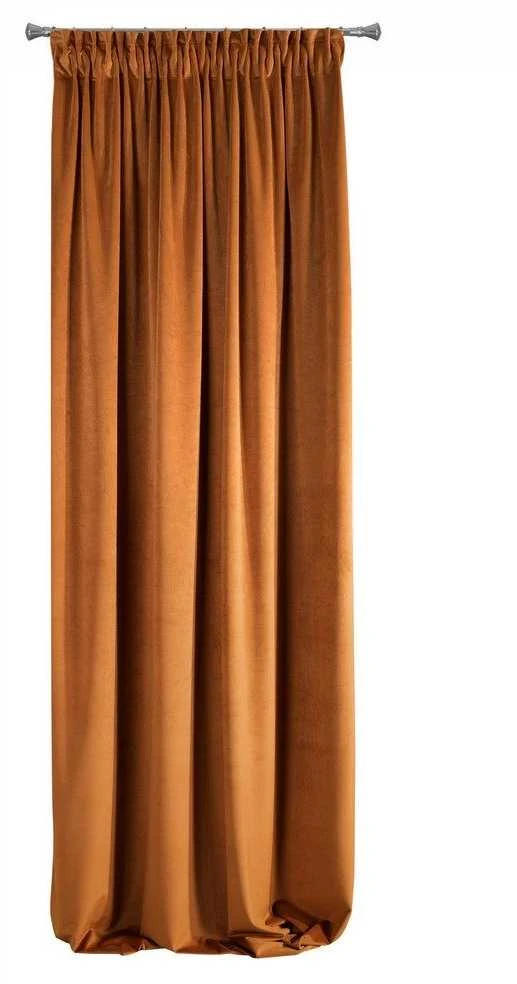 Naktinė užuolaida iš minkšto aksomo Eurofirany DIVA LINE RIA 140X270 cm, juosta/ tunelis/ kabliukai, 300 g/m2, spalva: ruda