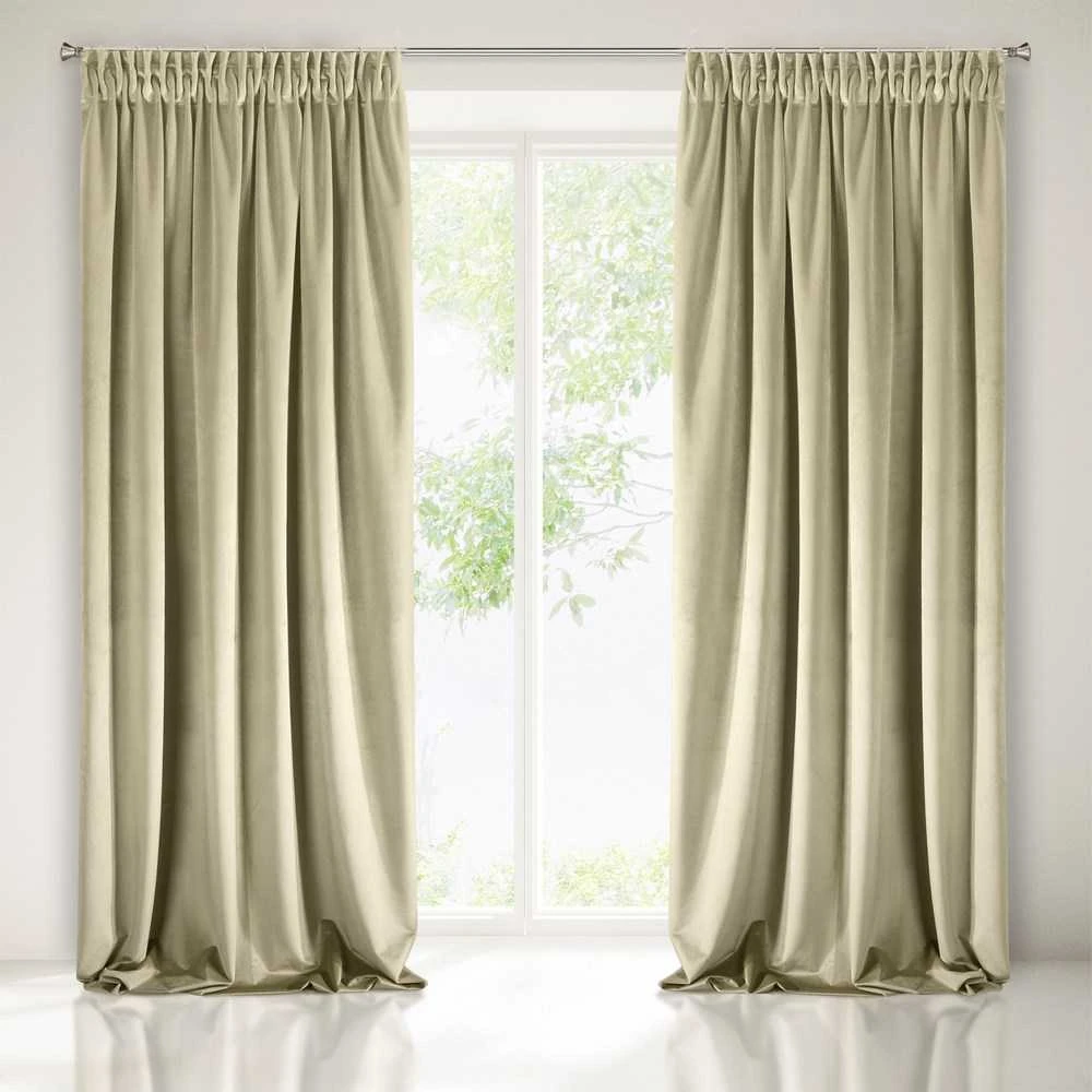 Naktinė užuolaida iš minkšto aksomo Eurofirany DIVA LINE RIA 140X270 cm, juosta/ tunelis/ kabliukai, 300 g/m2, spalva: smėlio