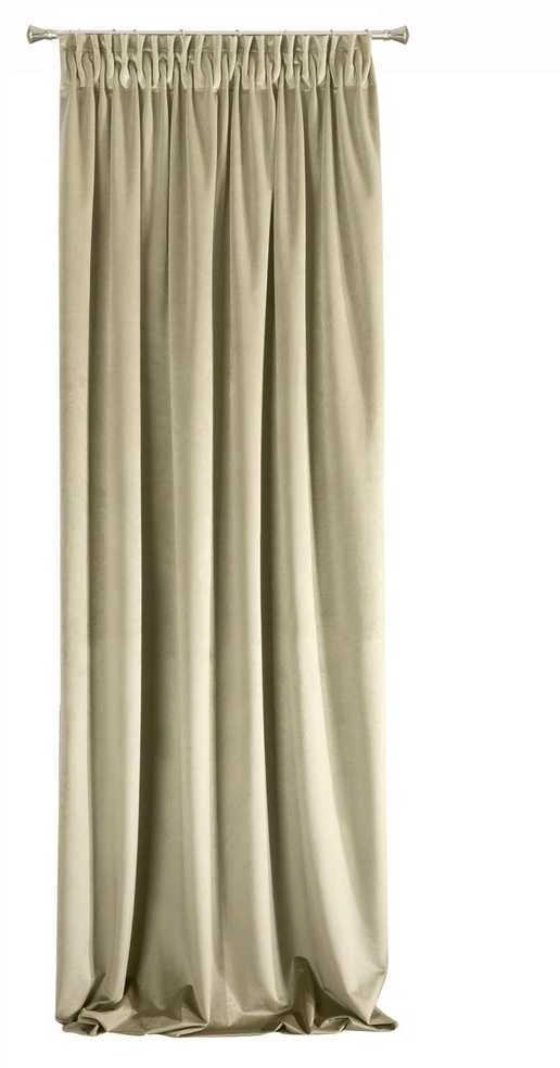 Naktinė užuolaida iš minkšto aksomo Eurofirany DIVA LINE RIA 140X270 cm, juosta/ tunelis/ kabliukai, 300 g/m2, spalva: smėlio