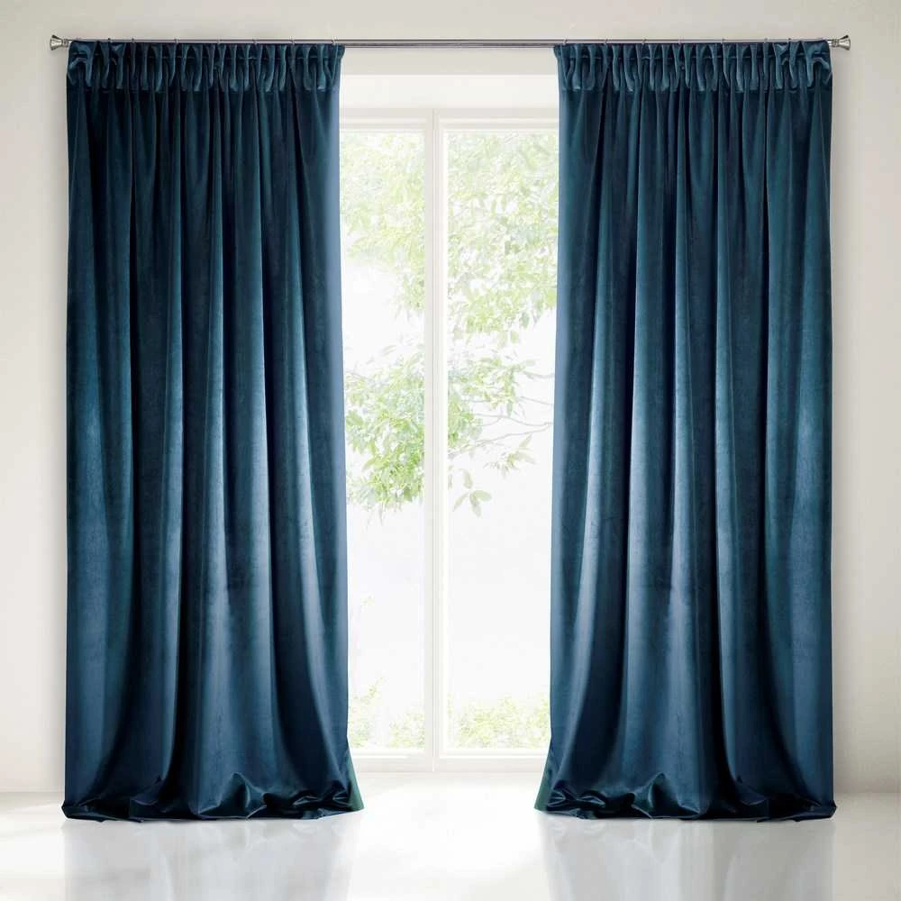 Naktinė užuolaida iš minkšto aksomo Eurofirany DIVA LINE RIA 140X270 cm, juosta/ tunelis/ kabliukai, 300 g/m2, spalva: mėlyna