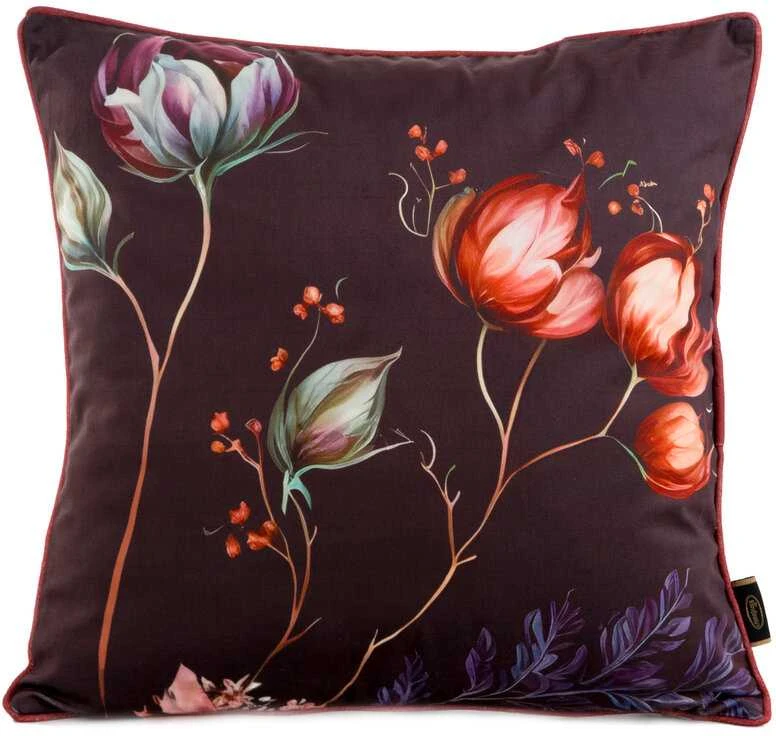Dekoratyvinė pagalvėlė gėlėtu aksominiu užvalkalu 45x45
