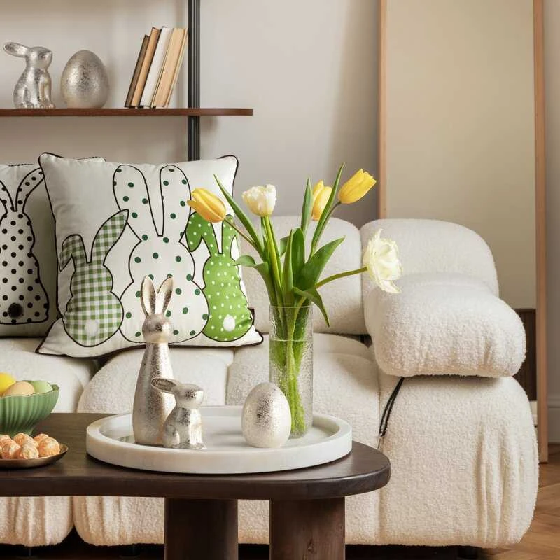 Eurofirany CHP/SPRING/Juodas/4 45X45 Juodas+Baltas VELVET
