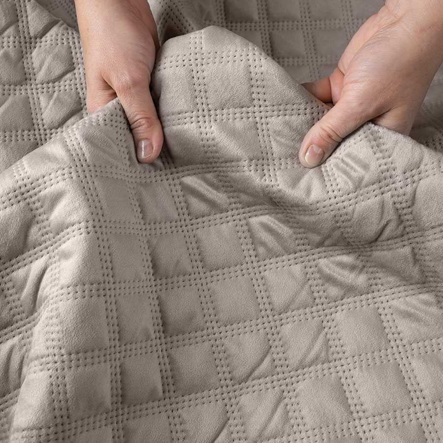 Lean Sport Velveto lovatiesė VELVI GRAY BEIGE, 220x240 cm