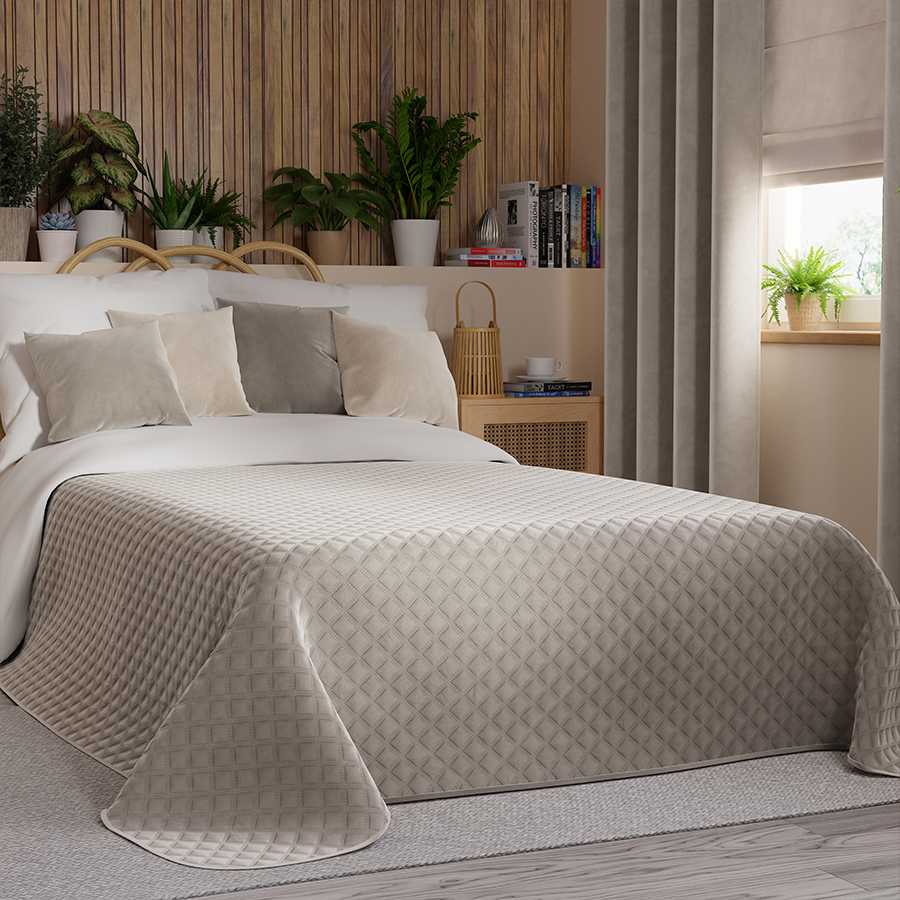 Lean Sport Velveto lovatiesė VELVI GRAY BEIGE, 220x240 cm