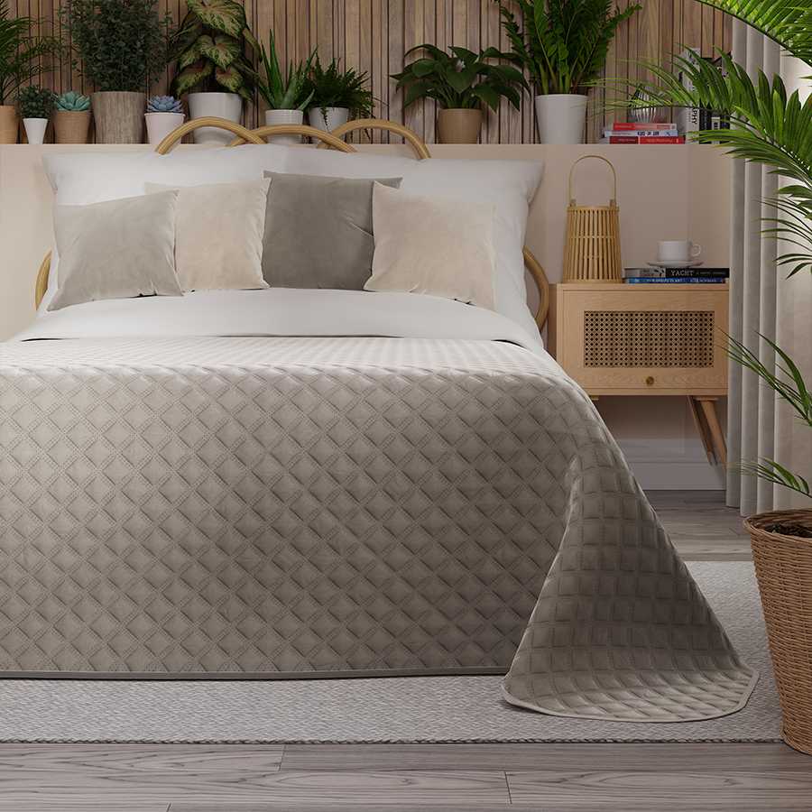 Lean Sport Velveto lovatiesė VELVI GRAY BEIGE, 220x240 cm