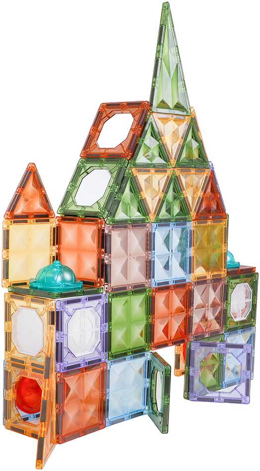 3D magnetinių blokelių rinkinys su foniniu apšvietimu, 75 vnt