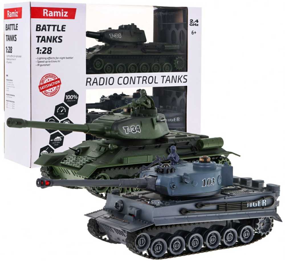 DWM Nuotolinio valdymo tankas Tiger Vs T-34 1:28