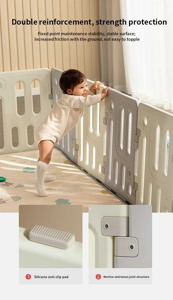 King Kids Modulinis sulankstomas vaikų žaidimų aptvaras su manipuliaciniais elementais, nuo 6 mėn., mėlynas