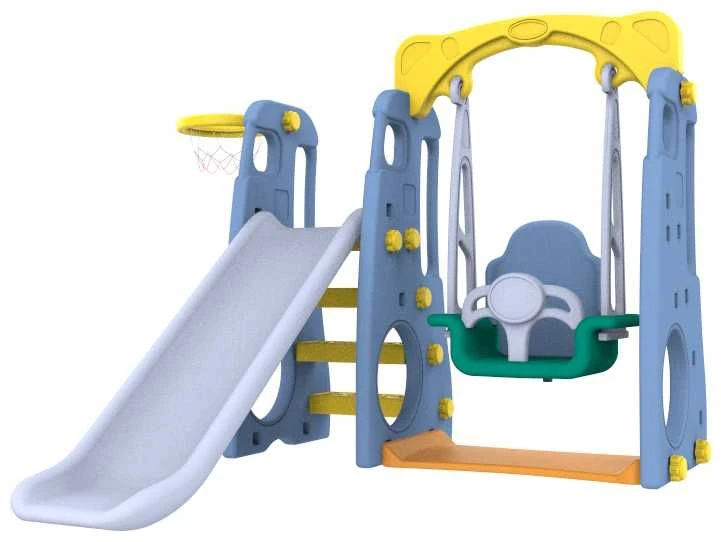 Ramiz 3in1 čiuožykla su supynėmis ir krepšinio lankų, vaikams nuo 3 metų, mėlyna