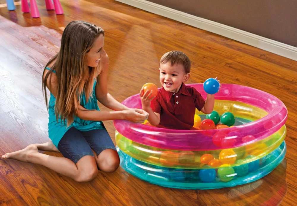 INTEX pripučiamas žaidimų kilimėlis su kamuoliukais 86 x 25 cm, modelis 48674