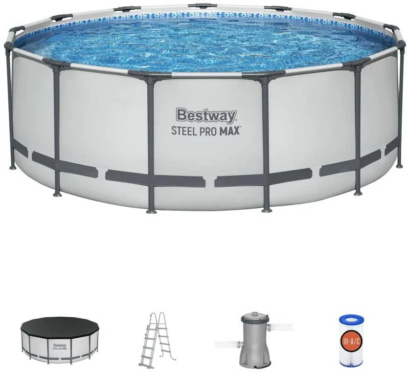 Rėminis baseinas 13 FT 396 x 122 cm plieno Pro Max BESTWAY