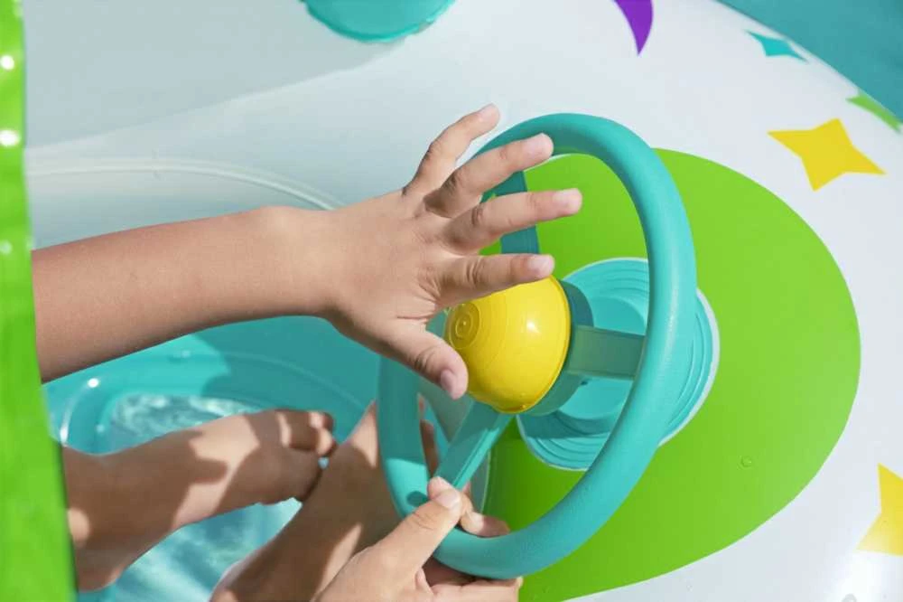 BESTWAY pripučiamas vaikiškas plaustas su stogeliu Space Splash, 1.07m x 1.12m, 34149