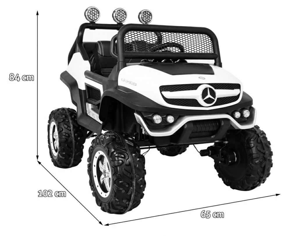Ramiz Elektromobilis Mercedes Benz Unimog 4x4, Baltas
