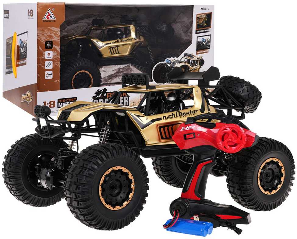 Nuotoliniu būdu valdomas visureigis Metal Mega Crawler 1:8 aukso spalvos