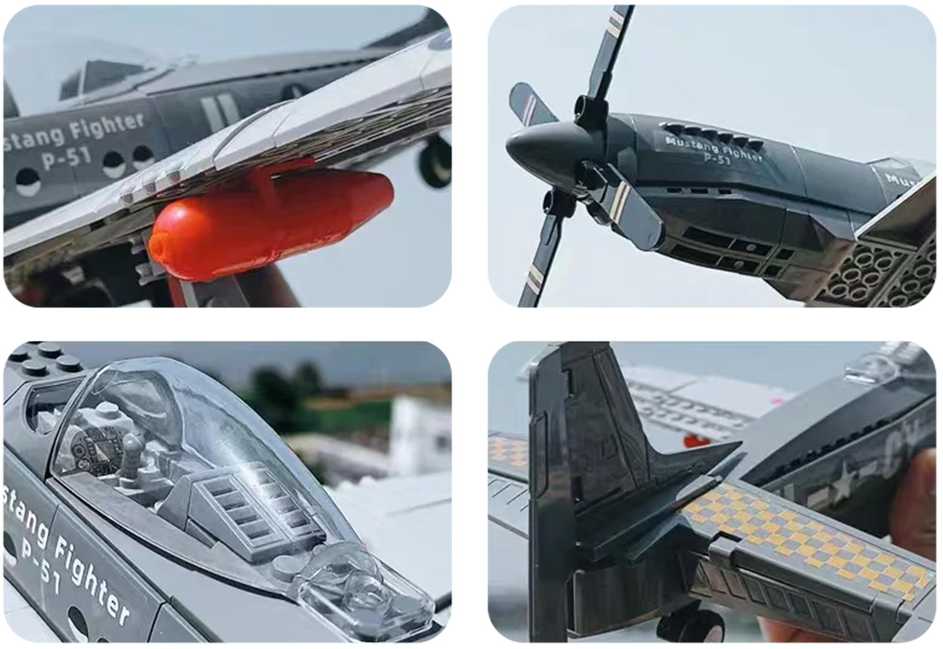 Ramiz MUSTANG FIGHTER P-51 KARINIO LĖKTUVO KONSTRUKCIJOS KLAKAI DIDELIAI