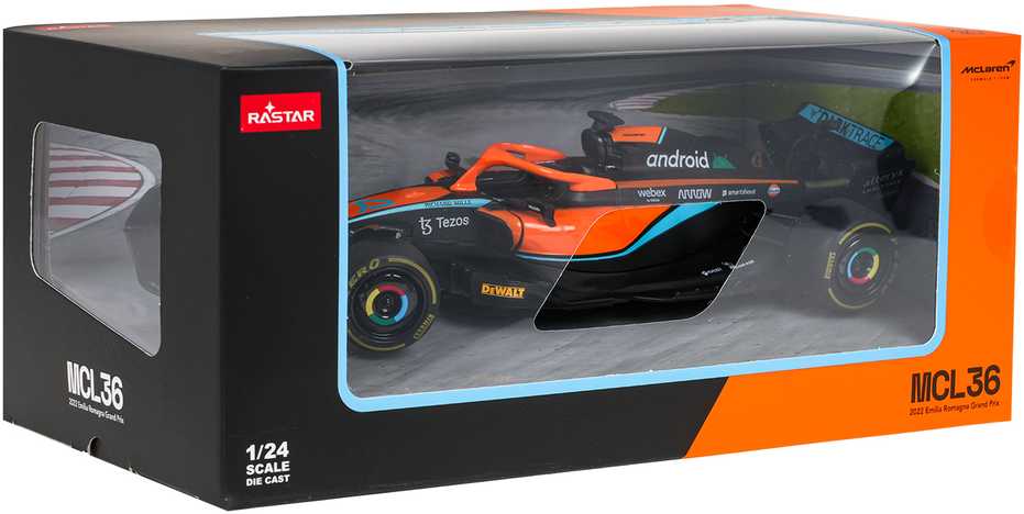 Autko Metalowe 1:24 McLaren F1 MCL36 Oranžinė RASTAR