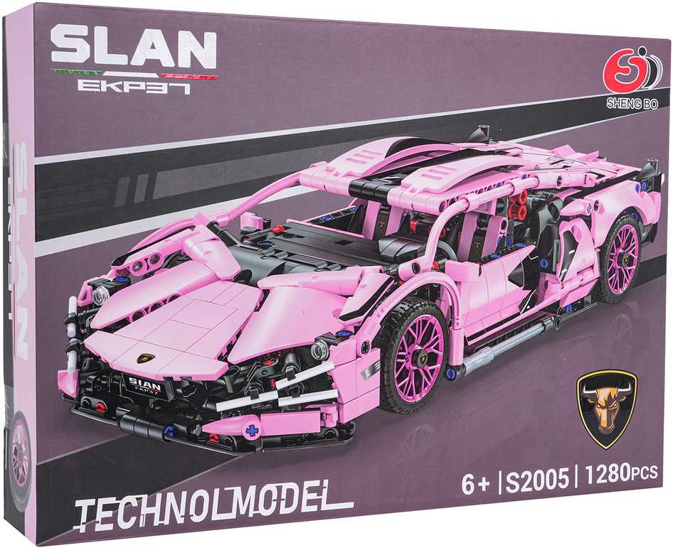 Sportinių automobilių kaladėlės RAMIZ rožinės 1280 vnt