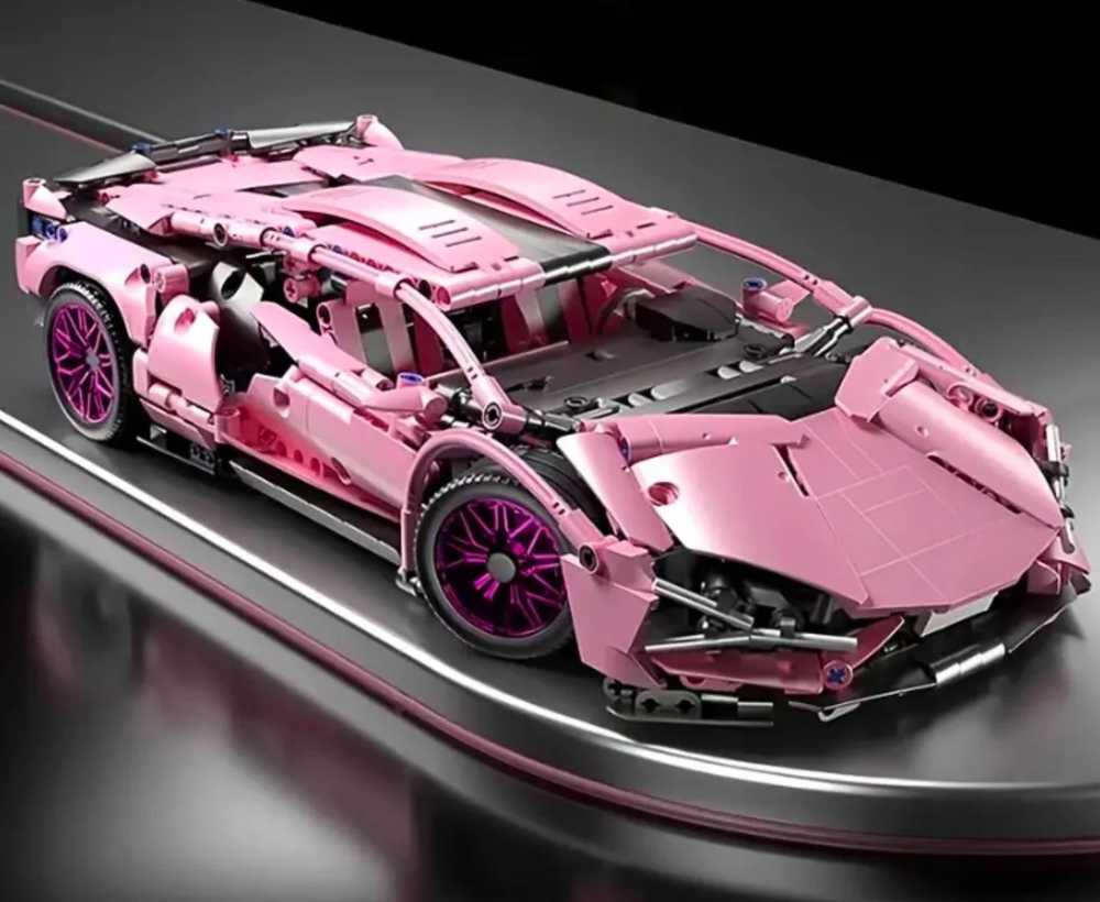 Sportinių automobilių kaladėlės RAMIZ rožinės 1280 vnt