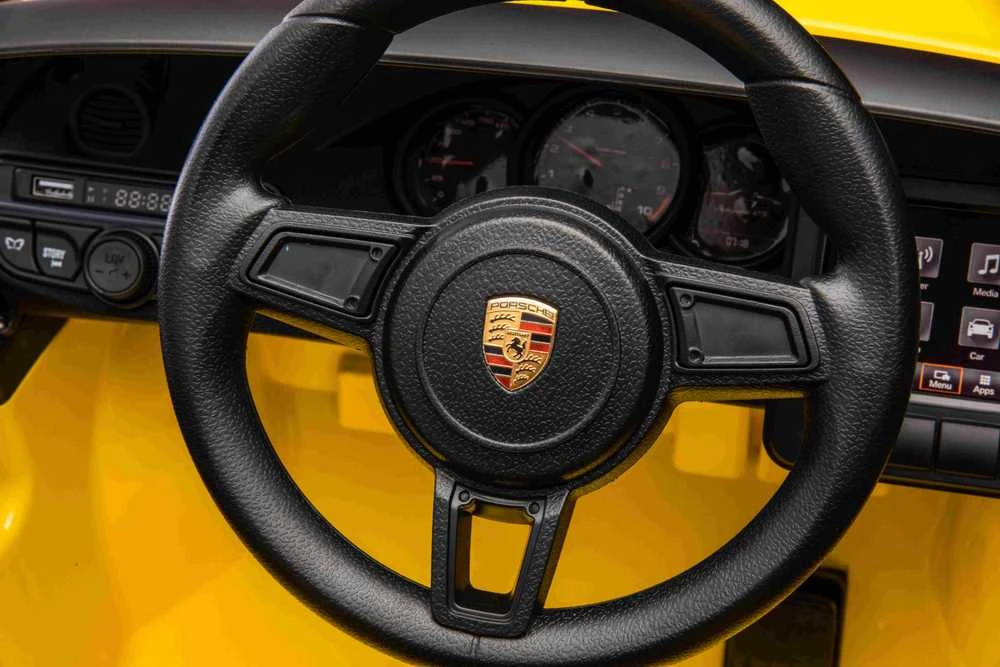 Roger Elektromobilis Porsche Spyder RS 718 geltonas