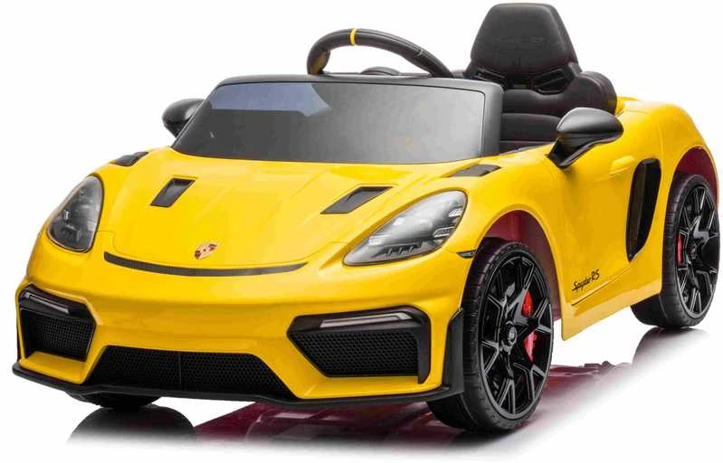 Roger Elektromobilis Porsche Spyder RS 718 geltonas