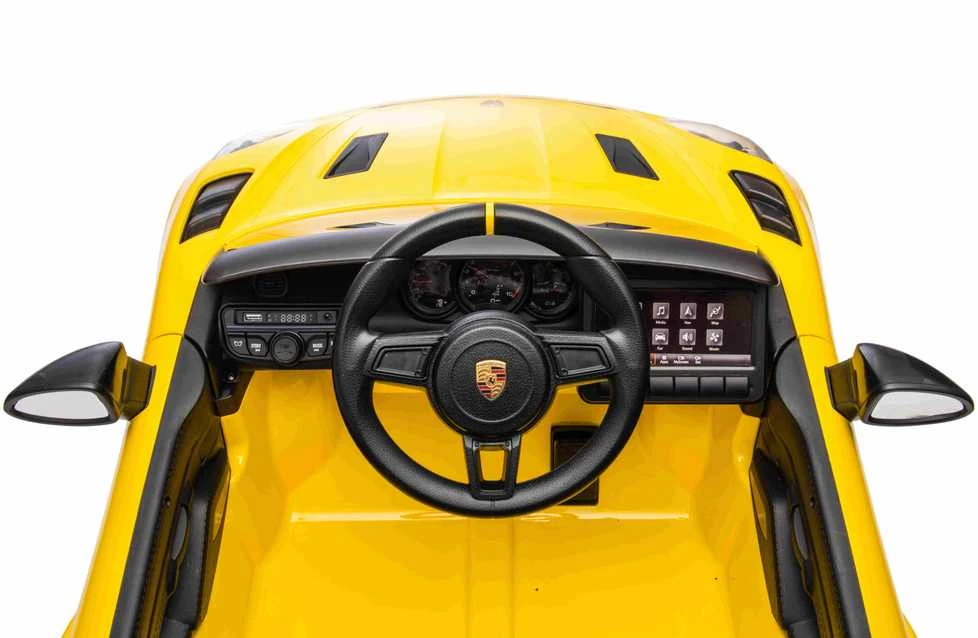 Roger Elektromobilis Porsche Spyder RS 718 geltonas