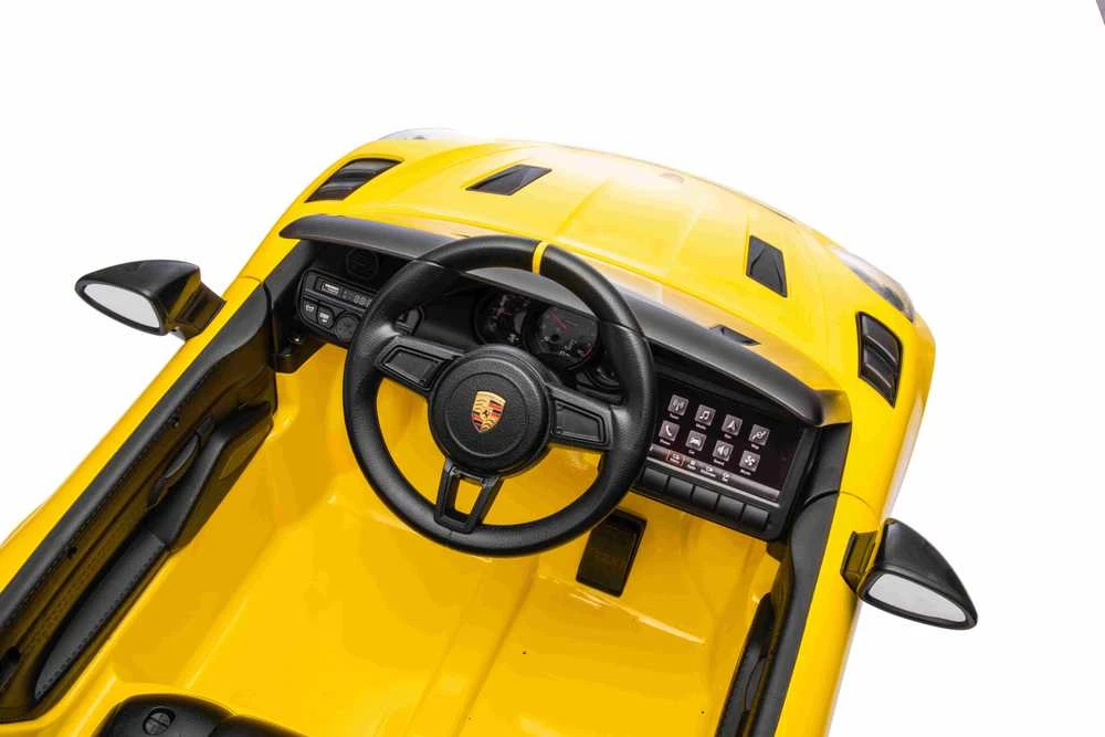 Roger Elektromobilis Porsche Spyder RS 718 geltonas