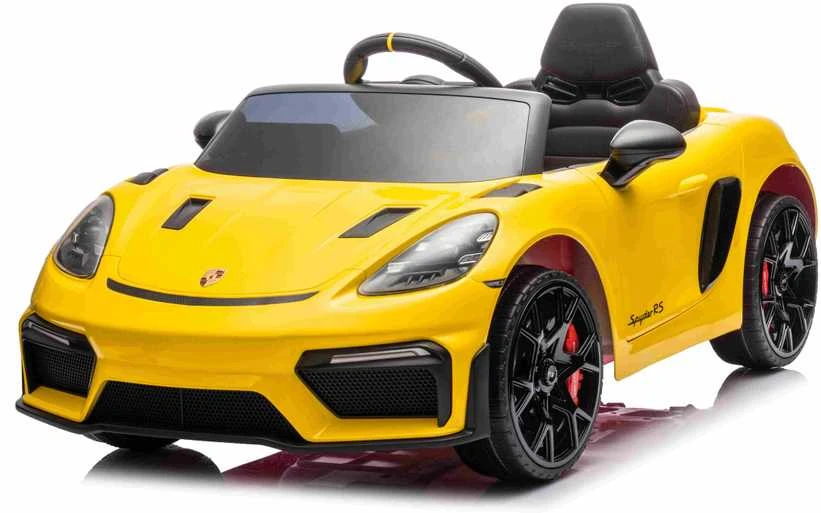 Elektromobilis Porsche Spyder RS 718 geltonas MP4 versija