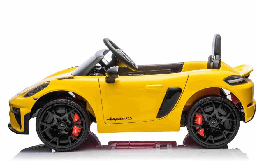 Elektromobilis Porsche Spyder RS 718 geltonas MP4 versija