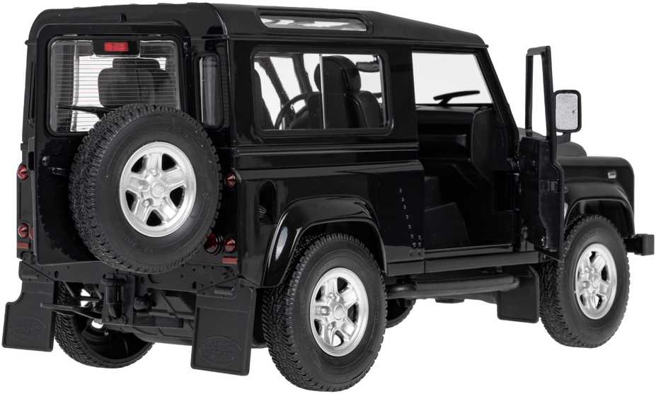 Land Rover Defender juoda RASTAR modelis 1:14 Zdalnie sterowanie auto + Pilot 2,4 GHz + Ręcznie otwierane drzwi