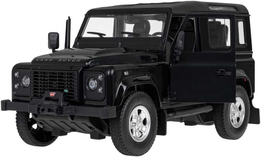 Land Rover Defender juoda RASTAR modelis 1:14 Zdalnie sterowanie auto + Pilot 2,4 GHz + Ręcznie otwierane drzwi