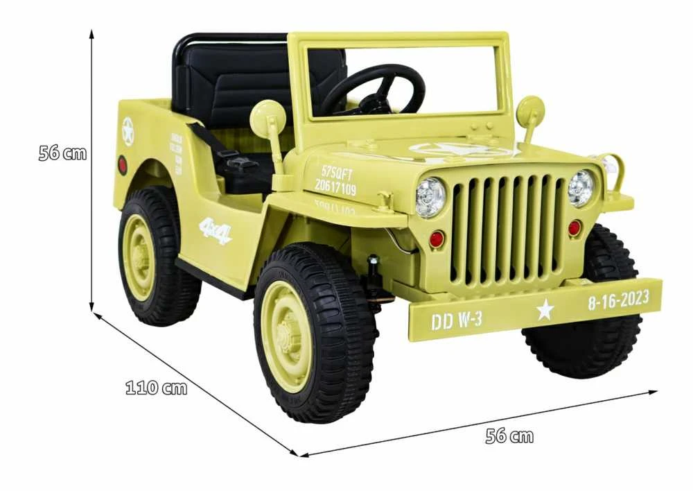 Ramiz Elektrinė mašina vaikams Retro Military Elektrinė mašina vaikams