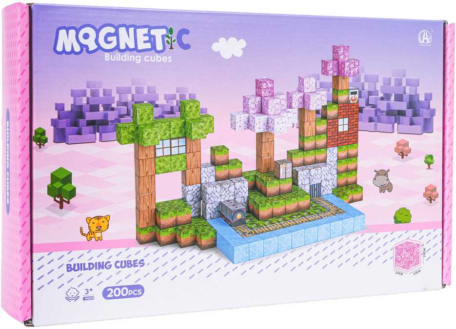 Magnetinių kubelių rinkinys 200 vnt