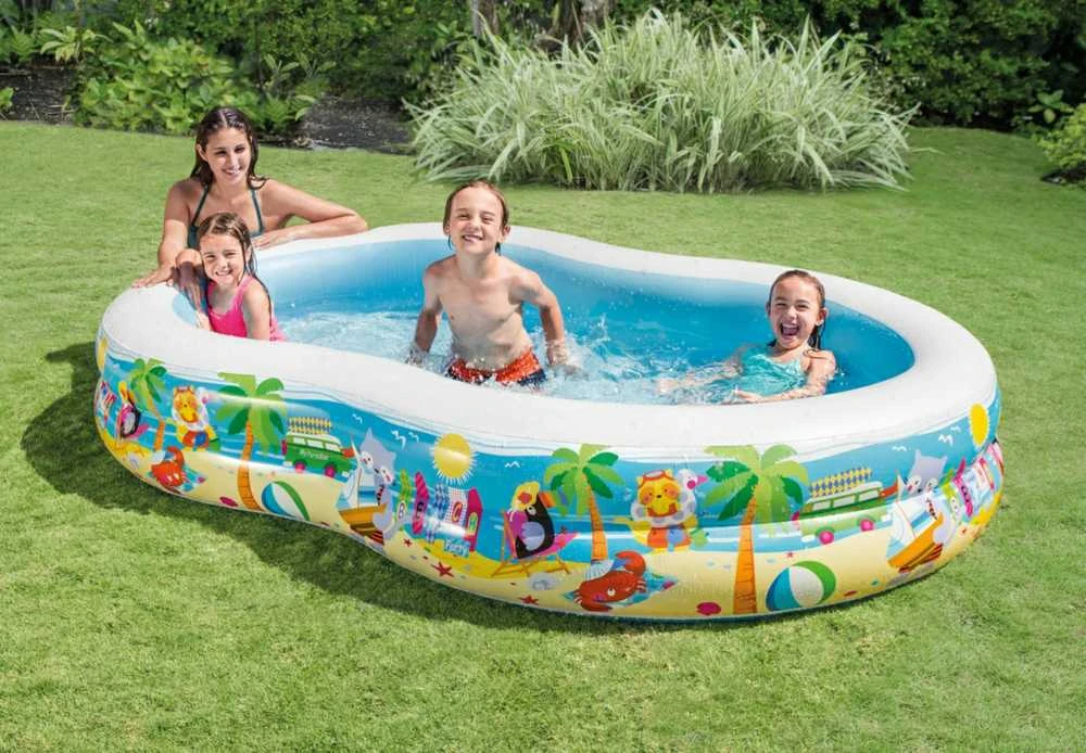 Intex Laguna baseino ovalas, Baltas/Mėlyna, Amžius 3+, 255 x 160 x 46 cm