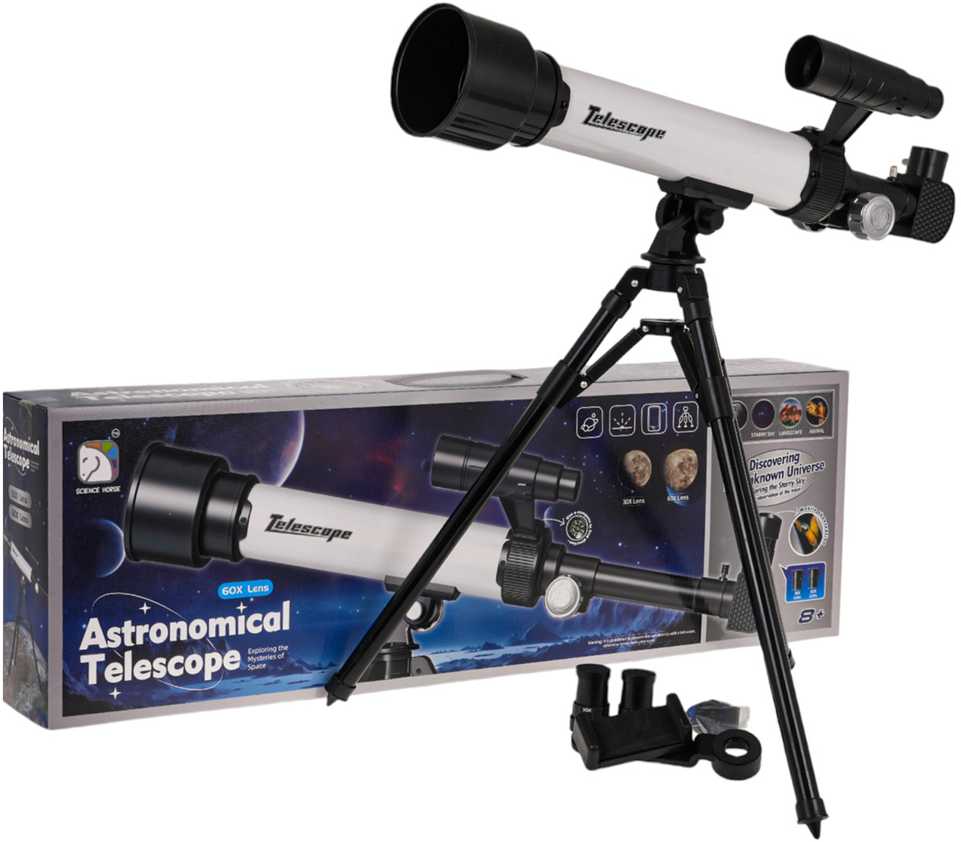 Vaikiškas astronominis teleskopas su stovu lęšiais