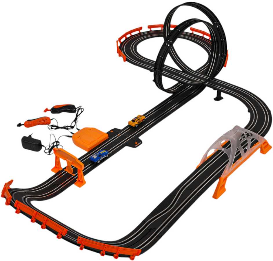 Lenktynių trasa TRACK MASTER su apšvietimu ir priedais 615 cm