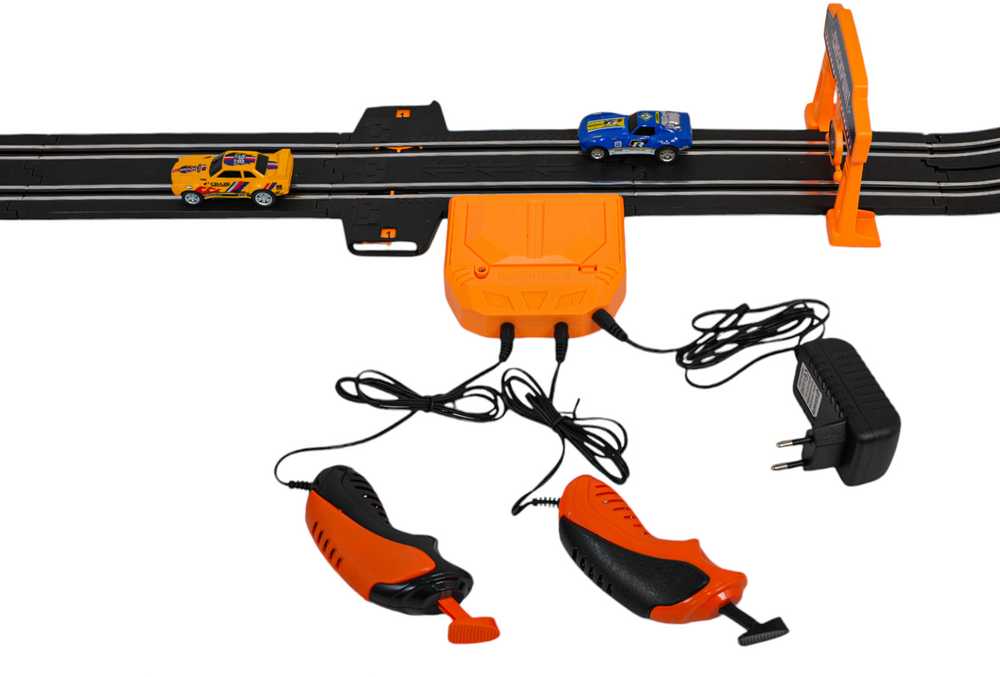 Lenktynių trasa TRACK MASTER su apšvietimu ir priedais 615 cm