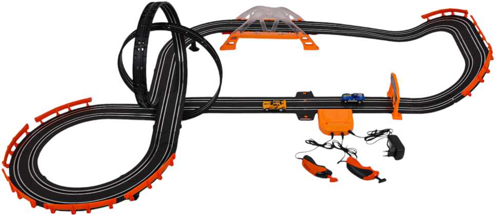 Lenktynių trasa TRACK MASTER su apšvietimu ir priedais 615 cm