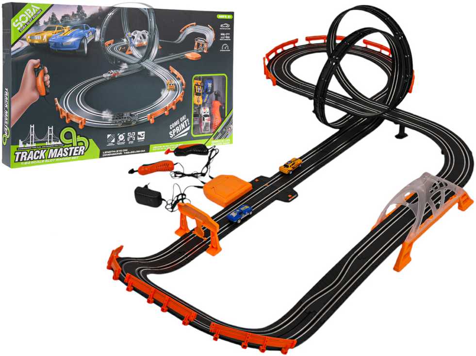 Lenktynių trasa TRACK MASTER su apšvietimu ir priedais 615 cm