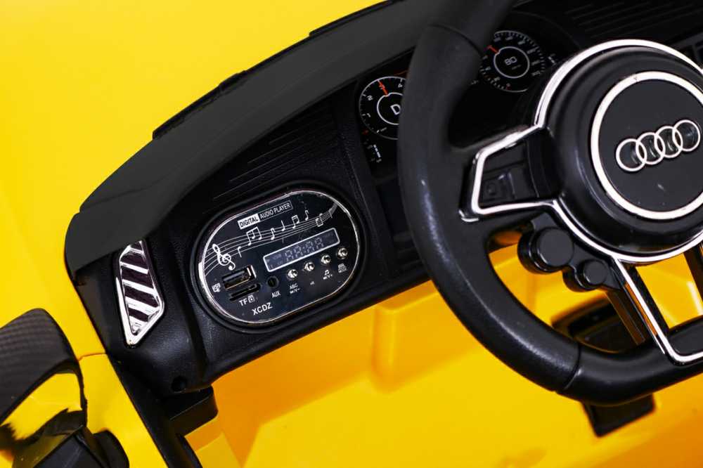 RAMIZ Elektromobilis Audi R8 geltonas su pulteliu