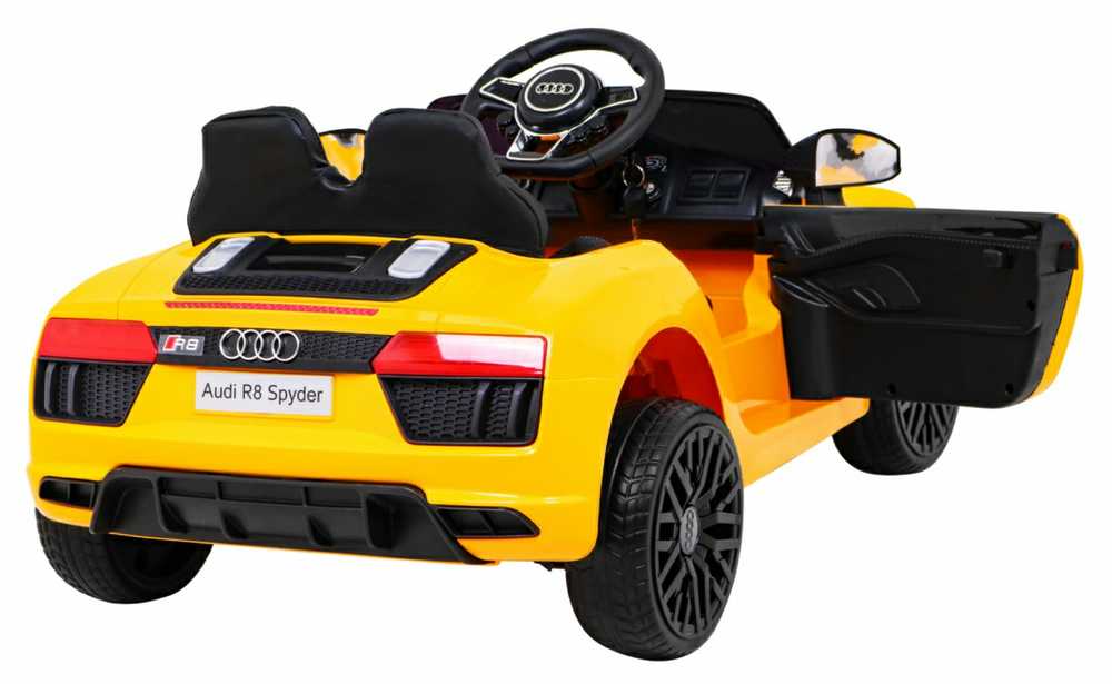 RAMIZ Elektromobilis Audi R8 geltonas su pulteliu