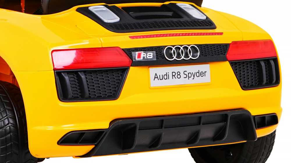 RAMIZ Elektromobilis Audi R8 geltonas su pulteliu