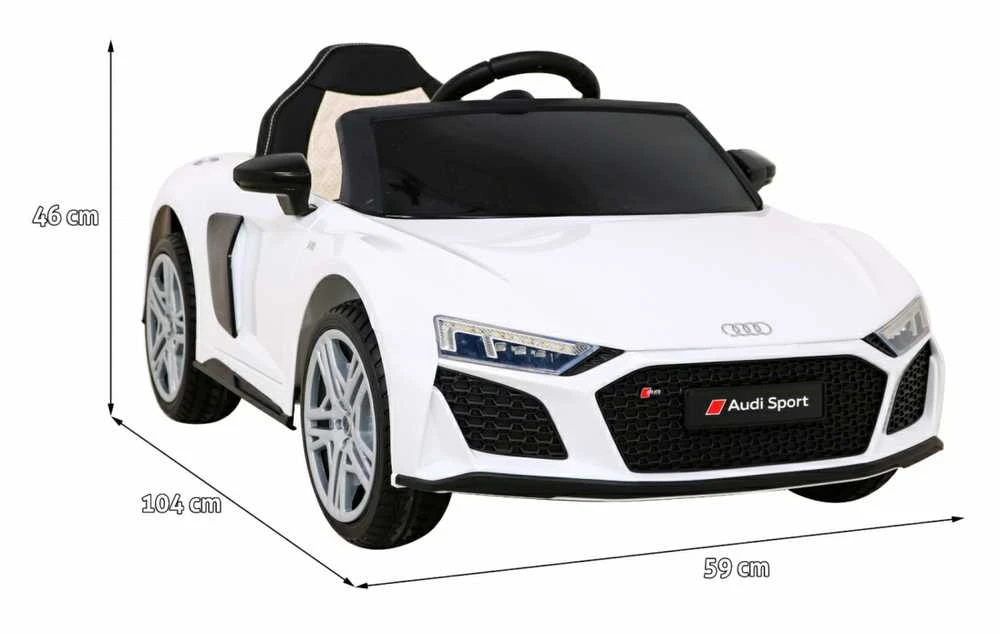Lean Cars Vienvietis elektromobilis vaikams: Audi R8 Lift A300, baltos spalvos