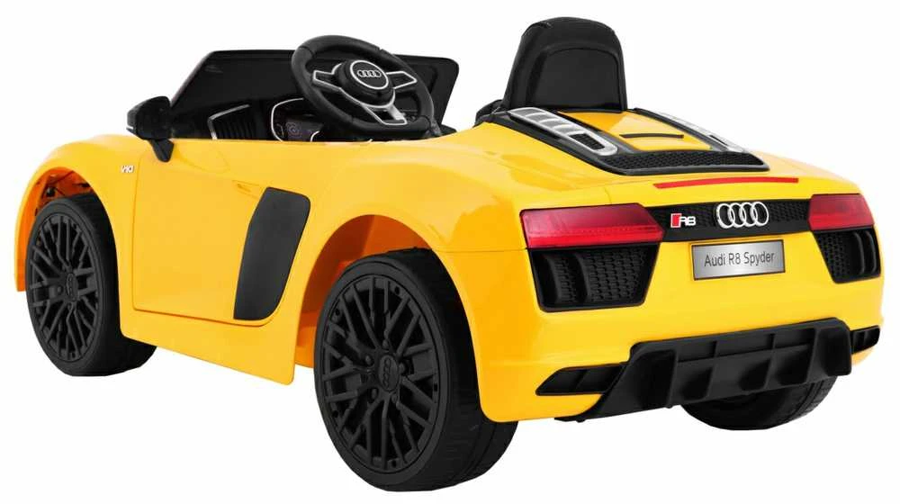 Ramiz Elektromobilis Audi R8 Spyder, geltonas