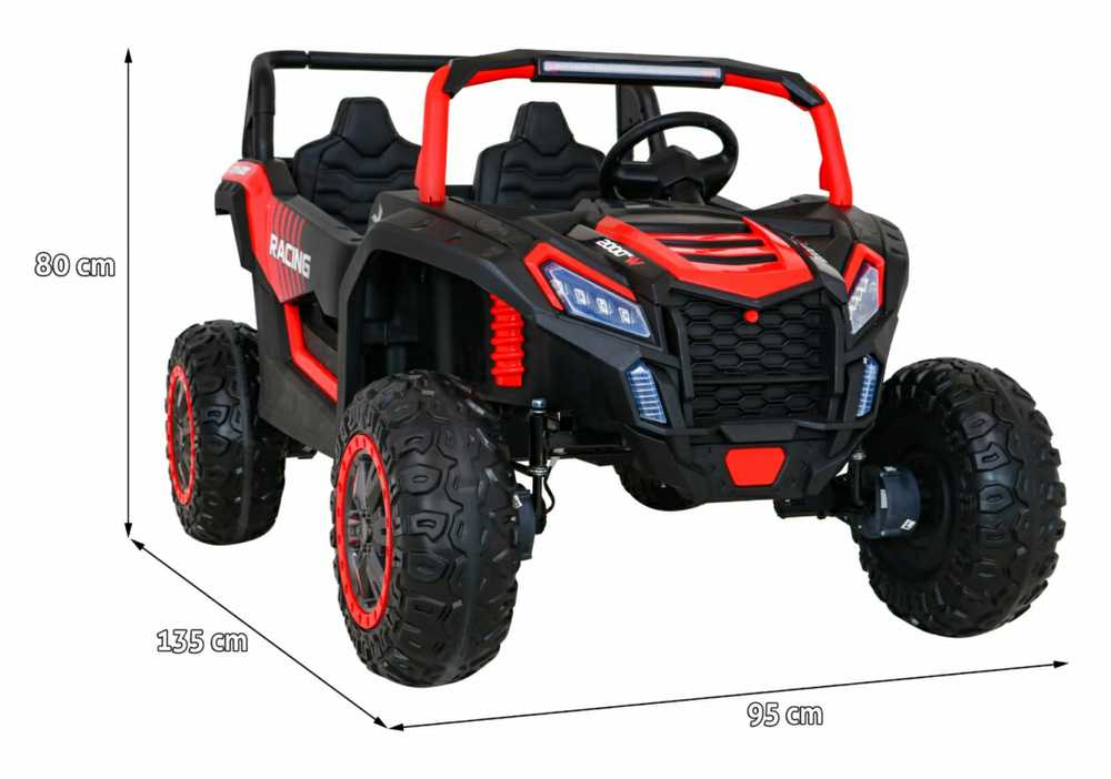 Ramiz Raudon ATV lenktyninis bagis 2 vaikams + 4x4 pavara + nuotolinio valdymo pultas + lėtas užvedimas + MP3 LED
