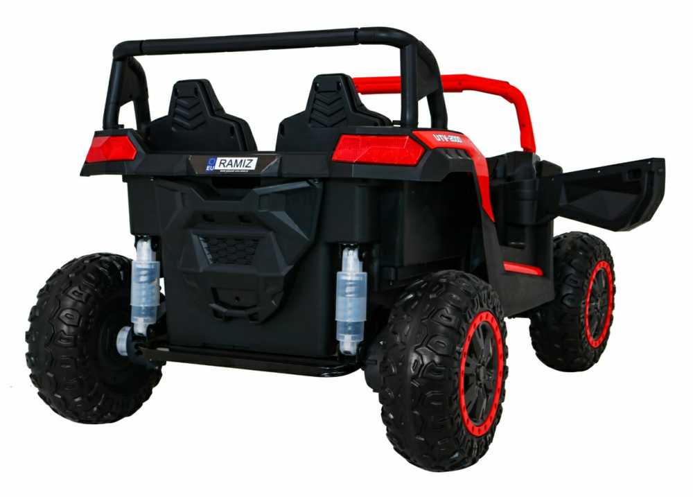 Ramiz Raudon ATV lenktyninis bagis 2 vaikams + 4x4 pavara + nuotolinio valdymo pultas + lėtas užvedimas + MP3 LED