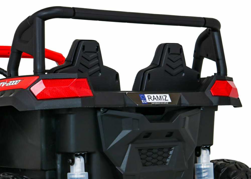 Ramiz Raudon ATV lenktyninis bagis 2 vaikams + 4x4 pavara + nuotolinio valdymo pultas + lėtas užvedimas + MP3 LED