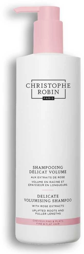 Christophe Robin Delicate apimties suteikiantis Šampūnas su rožių ekstraktais kasdienis apimties suteikiantis šampūnas ploniems plaukams 500ml