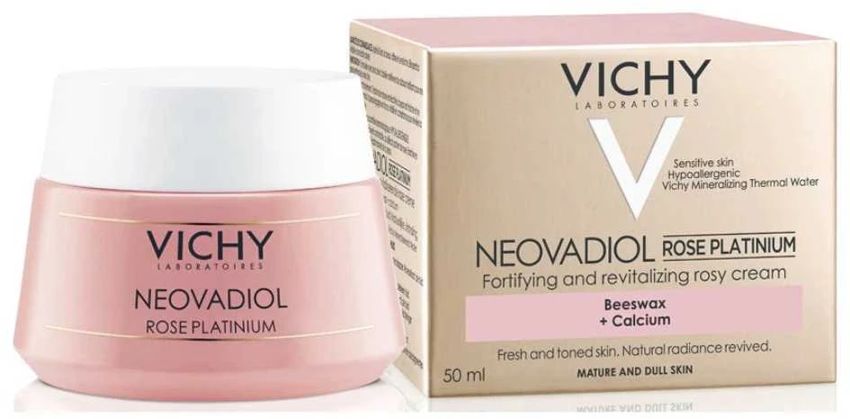 "Vichy Neovadiol Rose Platinium" švytėjimo suteikiantis bronzinio efekto dieninis kremas brandžiai odai 50ml