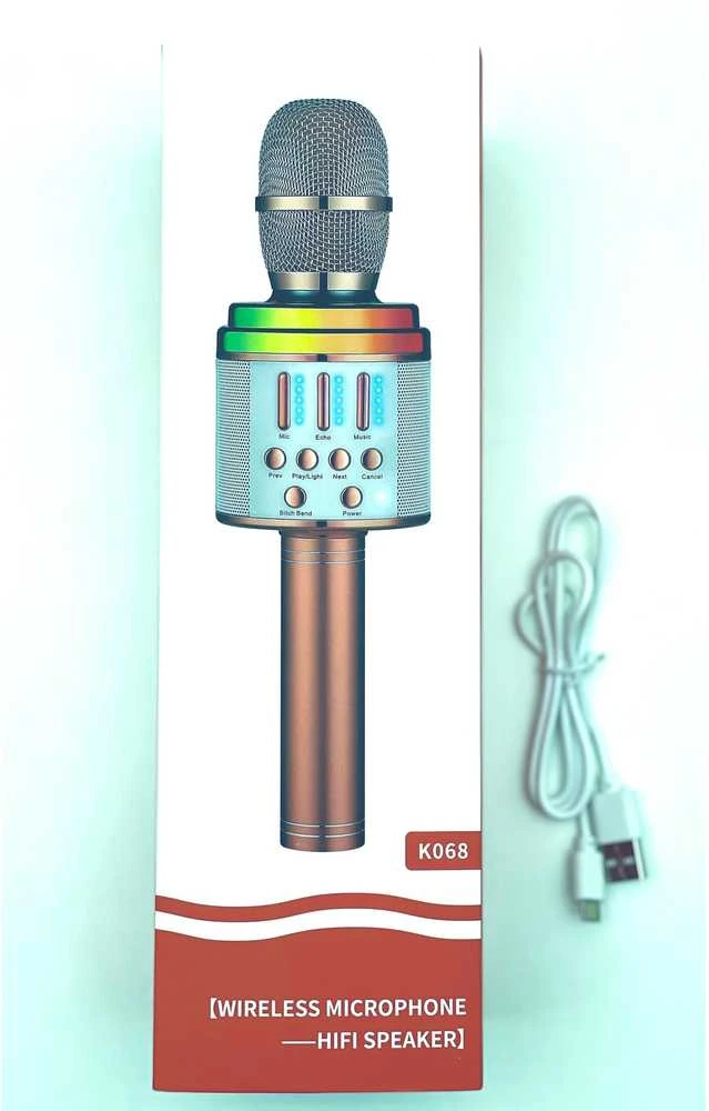 Belaidis Bluetooth Karaoke mikrofonas K068 Su šviesos efektais