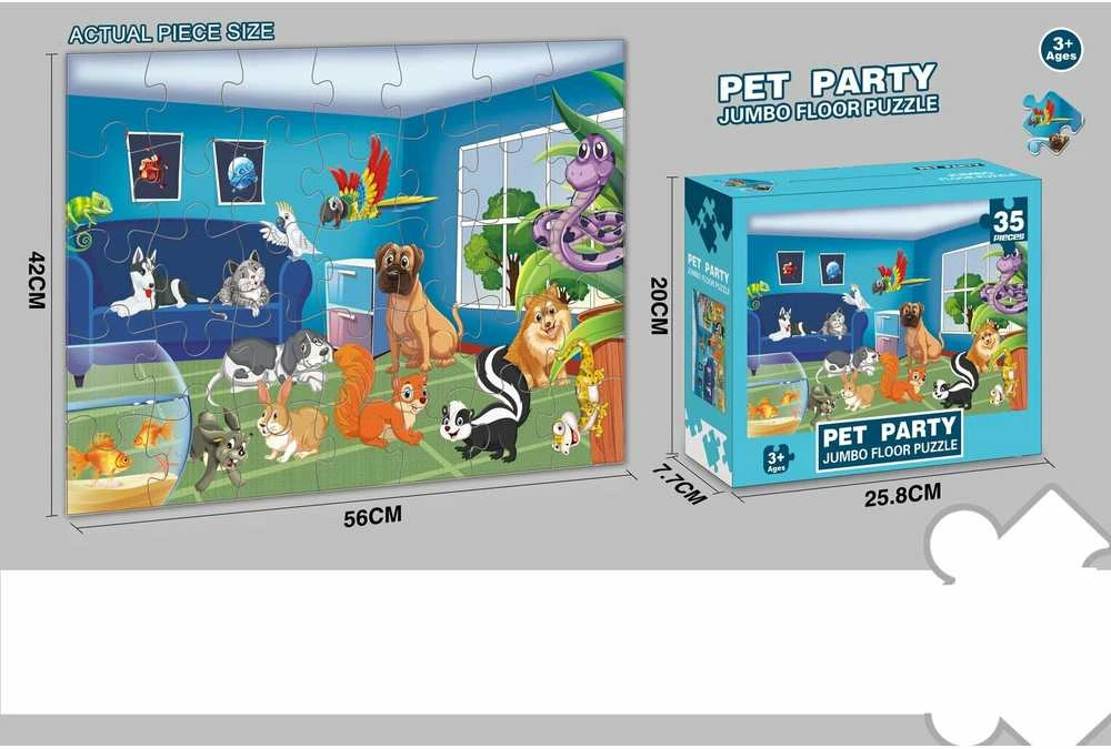 Dėlionė Jumbo Floor Puzzle Pet Party, 35 det